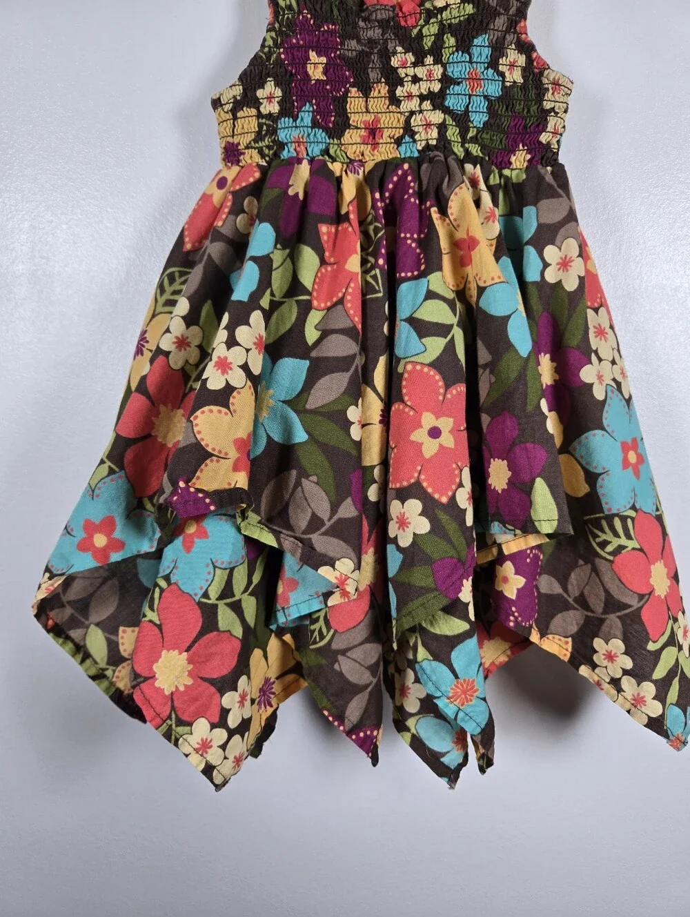 Gymboree 2009 Jungle Gem Floral Smocked Hankerchief Hem Dress Infant 6-12 Month